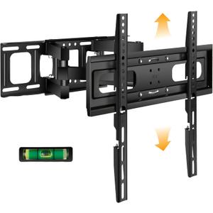 6 Arms TV Wall Mount for 26-65 inch, Full Motion Up Down Swivel Tilt Level Retractable TV Bracket for Flat Curved Max 110 lbs Max VESA 400x400mm, 8"-16" Wood Stud Articulating Wall Mount