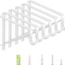 6-Pack Closet Rod Bracket, 10.8x10.8Inch Closet Shelf Brackets Heavy Duty Wall Mounted, Matte White Steel Closet Rod Support Brackets Holder, 300 Lbs Load Capacity with Anchors Screws