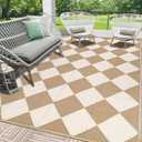 HEBE Outdoor Rug Waterproof 6x9, Checkered Plastic Straw Rug RV Camping Rug, Reversible Outdoor Patio Mat Clearance, Outside Carpet for Porch,Deck,Camper,Balcony