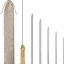 Rope Splicing Tool Kit, Rope Splicing FID Kit for Double Braid Eye Line,Aluminum Line Braiding Set Tool Include 5 Sizes Fids-1/4, 5/16", 3/8",7/16" 1/2" and 1pcs Pusher