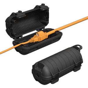 2 Pack Extension Cord Cover Outdoor, Cord Connector Protector IP54 Water-Resistant with 4 Detachable Latch, Indoor Outdoor Electrical Safety Box for Garden, Power Tool, Holiday Decoration Light, Black