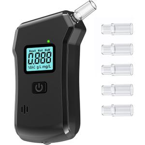 Breathalyzer| Breathalyzers for Alcohol |High-Precision Portable Breathalyzer with LCD Display | Personal & Commercial Use | Drunk Driving Detection Equipment 5 Mouthpieces