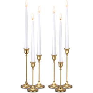 Gold Candle Holders Gold Candlestick Holder for Taper Candles - Set of 6 Candle Sticks Holders for Table Centerpiece, Wedding, Dinning, Party, Anniversary (Candles not Include)