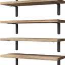 WOPITUES Wood Floating Shelves Set of 6, Shelves for Wall Decor, Farmhouse Shelf for Bedroom, Bathroom Storage Shelves, Book Shelves for Living Room - Rustic Brown