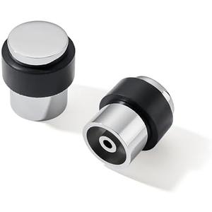 KHTUMEWARE 2 Pack 1-1/2 in Floor Door Stopper,Polished Chrome Door Stop,Wall Protector Commercial Door Bumper Wedge Decorative Cylindrical Install Door stoppers on The Floor