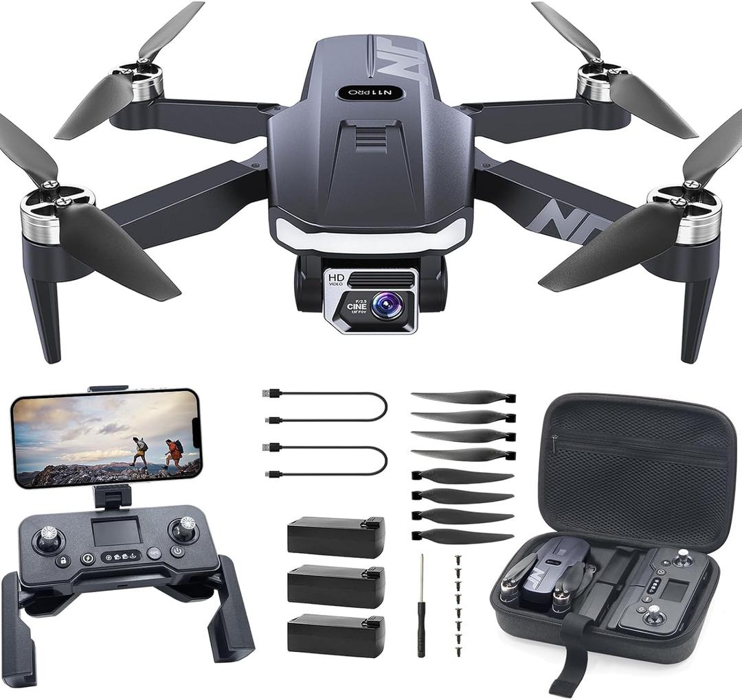 N11 Pro 4K UHD Camera Drone for Adults GPS Assisted RC Quadcopter Offering 90 Min Long Flight Time, Auto Return Function, Follow Me Technology, Brushless Motor Stability, Extended Control Range, and 5G Transmission for New Flyers