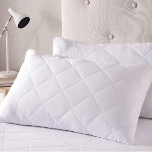 Anti Allergy Quilted Pillow Protectors Queen 2 Pack White
