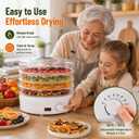 Food Dehydrator Machine, 5-Tray Round Dehydrator with Adjustable 95°F-158°F Temperature Control, 11 Inch Compact Dryer for Fruit, Jerky, Herbs, Vegetables, Dog Treats(White)