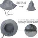 BOTVELA Men Cotton Bucket Hats Foldable Outdoor Sun Hat Unisex Flat Top Caps (Gray)