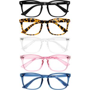 5 Pack Reading Glasses for Women Men, Blue Light Blocking Computer Readers UV Glare(Multicolor, 2.5x)