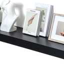12'' Deep Floating Shelves, 48 Inch Large Floating Shelf Black, Deep Wall Shelves for Living Room Bathroom Laundry Room Bedroom Kitchen Home Office - Black (48W x 12D x 2H, 1 Pack)