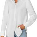 KIFOVEN Women's Button Down Shirt Long Sleeve Collared Office Work Business Blouse Top Solid White X-Large (White)
