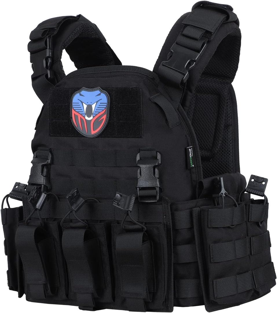 MGFLASHFORCE Tactical Vest Molle Airsoft Vest for Men (Black)