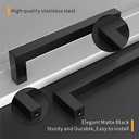 Amerdeco 9 Pack Kitchen Cabinet Handles 7 Inch(178mm) Hole Centers, Matte Black Stainless Steel Handles for Kitchen Cabinet Hardware, Cabinet Pulls for Bathroom Cupboard Dresser Drawer Handles