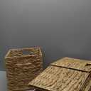 Ornavo Home 13x13 Water Hyacinth Storage Baskets Set of 8, NaturalHandwoven Collapsible Wicker Cube Bins with Handles; Ideal for Bathroom, Bedroom, Laundry or Pantry
