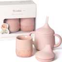 Moonkie Baby Training Cup & Sippy Cup Set | 4 Months+ | Baby-Led Weaning Essential | Gift for Infants (Blush Cup Set, 2 Pack)