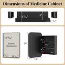 16x24 Inch Medicine Cabinet with Mirror, Rounded Corner, Black