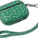 for AirPods Pro 2nd Generation Case 2022, Full Protective Hard Shell Cute Leather AirPods Protective Cover Case for AirPods Pro 2 Case Women Men, Front LED Visible(Green)