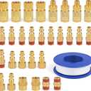 Industrial Air Coupling 30Pieces,1/4" Hose Barb, 1/4" Basic Flow Quick Connect Air Coupler With Adhesive Tape, Max Inlet Pressure 300 PSI Brass Air Compressor Accessories (30pcs 1/4'' NPT Set)