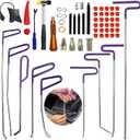 59pcs Paintless Dent Rods Repair Tools with Knock Down Pens,Red Soft Caps,Red Wedge and More,Suitable Removal Hail Damage,Dings and More for Car Body Dent Repair