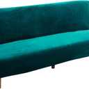 Armless Sofa Bed Cover Futon Slipcover Velvet Stretch Spandex Folding Sofa Couch Non-Armrest Furniture Protector (Velvet Bright Teal)