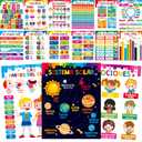 15 Packs Spanish & English Educational Posters, Thick Elementary Bilingual Poster Waterproof & Tearproof with PET Film, Early Language Learning Tool Educational Posters for Kindergarten Preschool