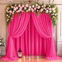 MODFUNS Hot Pink Sheer Curtains Chiffon Backdrop Curtains 29x120 Inch 2 Panels Sheer Drapes Curtain for Parties Wedding Arch Draping Fabric 10 FT Tulle Curtain Swag Stage