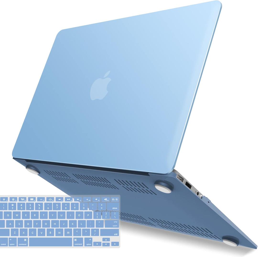 IBENZER Compatible with Old Version MacBook Air 13 Inch Case (2010-2017 Release). Models: A1466 / A1369, Plastic Hard Shell Case with Keyboard Cover for Mac Air 13, Airy Blue, A13ARBL+1A
