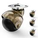 Ball Casters 2 inch Without Brake, Antique Brass Casters, Vintage Caster Wheels, Swivel Plate Caster Set of 4 for Furniture, Sofa, Coffee Table, Cabinet, Kitchen Cart