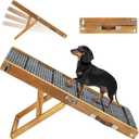 2026 Upgraded Dog Ramp for Couch, Foldable Small Dog Ramp for Sofa, 4 Adjustable Height from 13'' to 21", Portable Stable Pet Step with Non-Slip Pad, Pet Ramps Use for Couch Stairs, Walnut