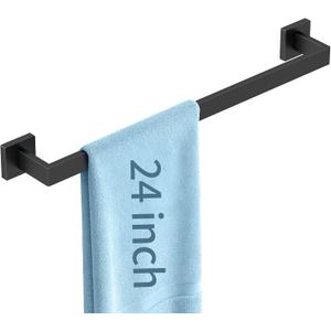FLE Towel Bar, Black Wall Mount Towel Holder for Bathroom Kitchen, 24 Inch