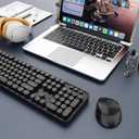 Wireless Keyboard and Mouse Combo, Ergonomic Full Size Typewriter Retro Round Keycaps Keyboard, Compatible with Windows, PC, Perfer for Home and Office Keyboards (Black