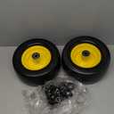 Upgrade 11x6.00-5" Flat Free Tire,2Pcs Solid Smooth Lawn Mower Tires Assembly with 3/4" 5/8" or 1/2 Bearings for Riding Lawn Mower,Zero Turn Lawn Mower,Bad Boy,Cub Cadet Front Tire, Load 425lbs (Yellow)
