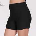 Halcurt Women's 5" High Waisted Swim Board Shorts (Available in Plus) Bikini Swimsuit Bottoms Modest Boyshorts (Black)