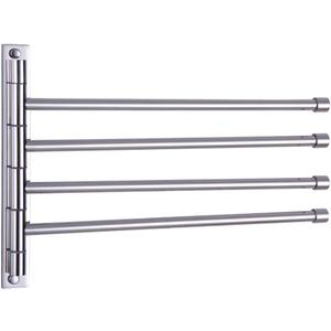 GERZWY Wall Mount Bath Towel Rack with 4 Arms Hanger Towel Holder Bathroom Swing Arm Towel Bars Organizer Polished Stainless Steel HYG04-JG