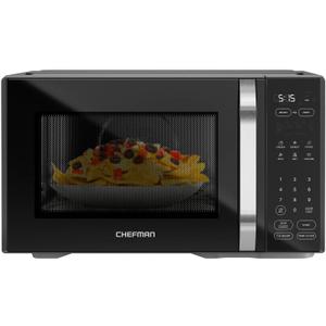 Chefman Countertop Microwave Oven 0.7 Cu. Ft., 700 Watts with 10 Power Levels, 6 Cooking Presets with One-Touch Express Cook, Eco Mode, Child Safety Lock, & Mute Button - Black