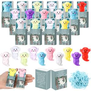 Wettarn 20 Sets Axolotl Positive Gifts Cute Stress Balls with Support Gift Boxes Inspirational Party Favors for Employee Coworker Friends Office Appreciation Relief Toys