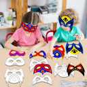 chiazllta 24 Pcs Color Your Own Hero Mask Crafts Hero Party Favors for Kids DIY Super Paper Mask Making Kits Father's Day Christmas Gifts Decorations Class Home Activity Coloring Game