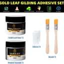 Gilding Adhesive, 100ml Epoxy Resin Gold Leaf Adhesive for Professional Craft Use, Water Based Varnish for Protect The Surface of Gold Foil from Oxidating (Brush + Gloves as Gifts)