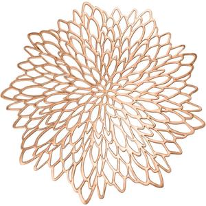 Rose Gold Round Placemats for Dinner Table Set of 6 Hollow-Out Vinyl Place Mats for Kitchen Decor Wedding Accent Centerpiece Table Mats