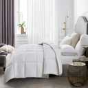 Serta Goose Feather Down Fiber Cotton Comforter King Size - 100% Cotton Duvet Insert - Hotel Luxury Hypoallergenic Bedding Comforter Light Warmth 106 x 90 Inch White