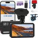 Dash Cam Front and Rear, Dash Camera for Cars WiFi/APP Control Dual Dashcam W/ 64GB Card, 2.5K Dash Cam Front+1080P Rear Car Camera W/Super Night Vision, Loop Recording, G-Sensor, Max Support 256GB