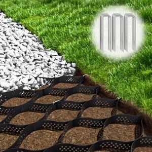 Gravel Grid 8.9x34 FT with 20Pcs Landscape Staples, 2'' Thick Geogrid Ground Grid 2200 lbs per Sq Ft Erosion Control Geo Grid for Driveway, Walkway, Horse Paddock, Patio, Parking Lot, Slope