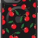 FUNMIKO for iPhone 14 Plus Case Military-Grade Protection & Wireless Charging - Trendy Pattern Design for Women Girls, Non-Slip Matte Phone Cover with Shockproof Corners - Juicy Cherries