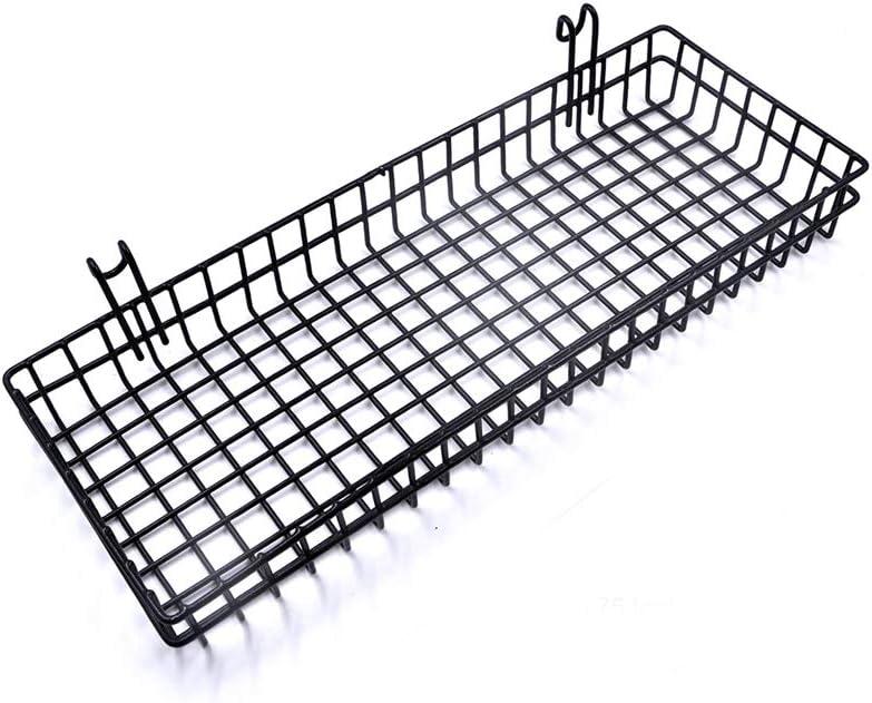 Black Metal Wire Hanging Basket, Multifunction Creative Mesh Wall Grid Holder Storage Organizer Plant Holder Shelf Flower Pots Black Coated