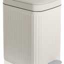 rejomiik Small Bathroom Trash Can with Lid Slim Soft Close Garbage Can Step Wastebasket Container Trash Bin for Office Bedroom Kitchen Living Room (2.6 Gallon Cream)