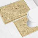 AINAHYVA Bathroom Rugs Chenille Bath mat 2 Piece Set, Super Absorbent, Strong PVC Non Slip Backing, Bath mats for Bathroom, Plush Shaggy, Thick, Machine Washable, Bathtub, Shower, Toilet, Beige