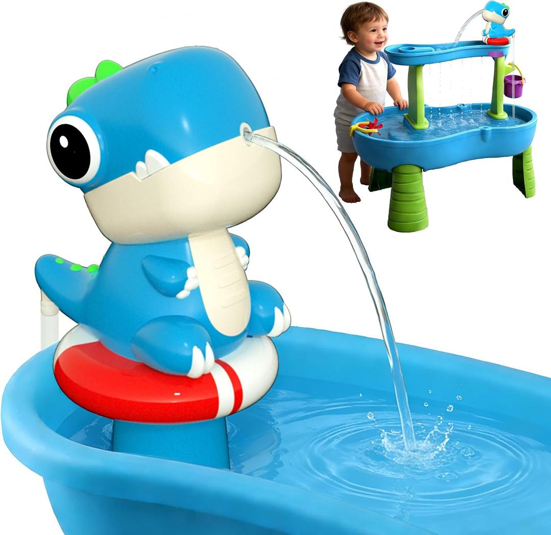Dinosaur Water Table Pump with Continuous Flow Rechargeable Battery-Powered Water Pump Toy for Kids - Fun Outdoor Summer Water Play Accessories