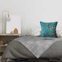 Teal Chinoiserie Floral Bird Pillow Covers 18x18, Cottagecore Room Decor, Rustic Farmhouse Flower Bird Decorative Throw Pillow Covers Pillowcases for Living Room Home Bedroom