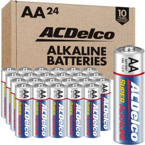 ACDelco 24-Count Double AA Batteries, Maximum Power Super Alkaline Battery for Home and Office, 10-Year Shelf Life, Reclosable Packaging